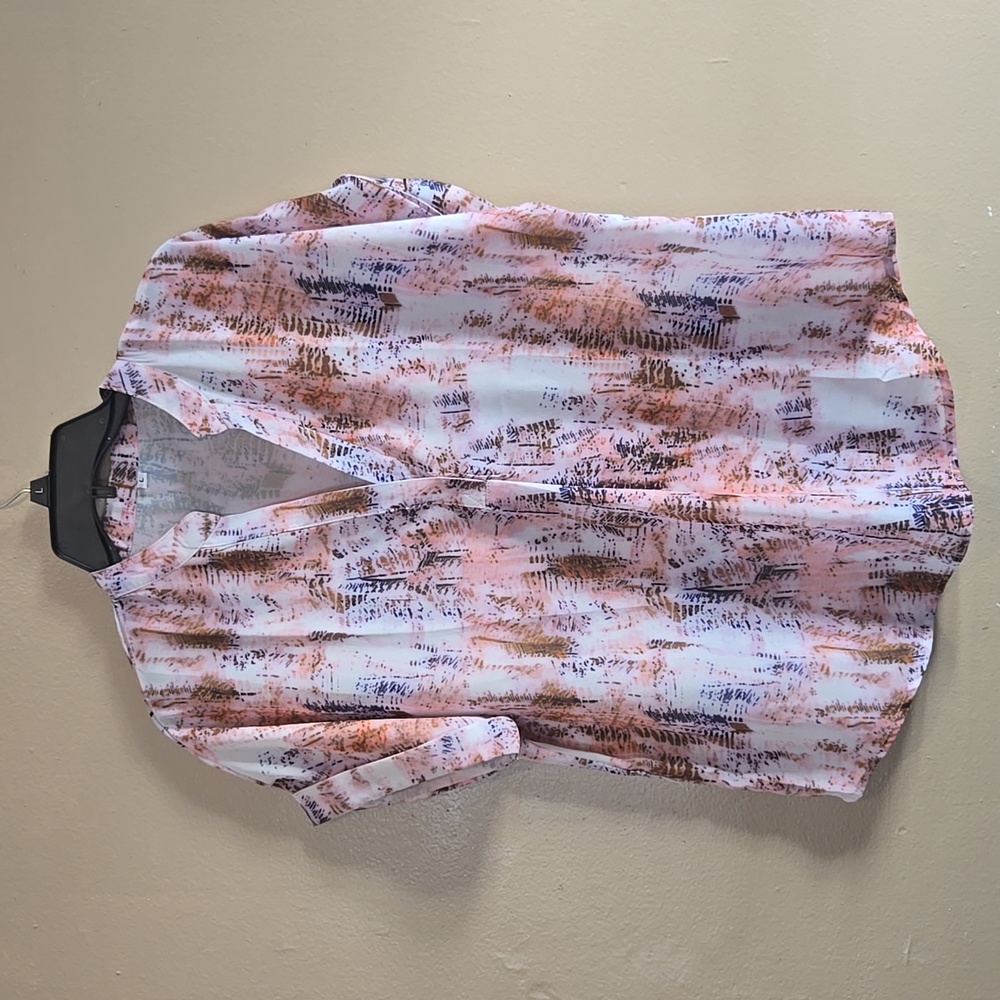 Stylish Women's Pink and Brown Blouse NWOT